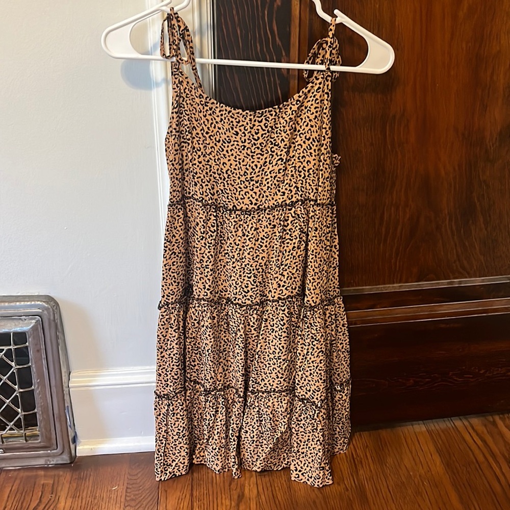 tie shoulder leopard cami dress